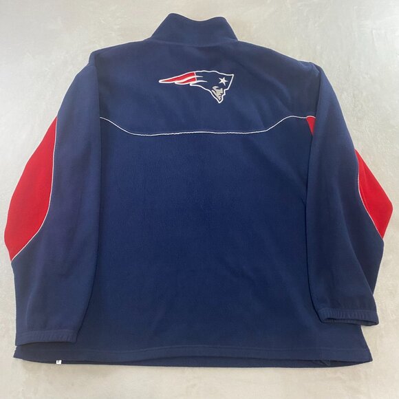 Vintage Reebok NFL New England Patriots 1/4 Zip Fleece Size 2XL Navy Sweater Y2K - Picture 8 of 13